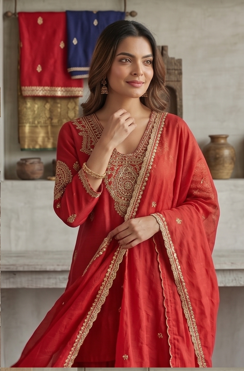 Crimson Aura Palazzo Set