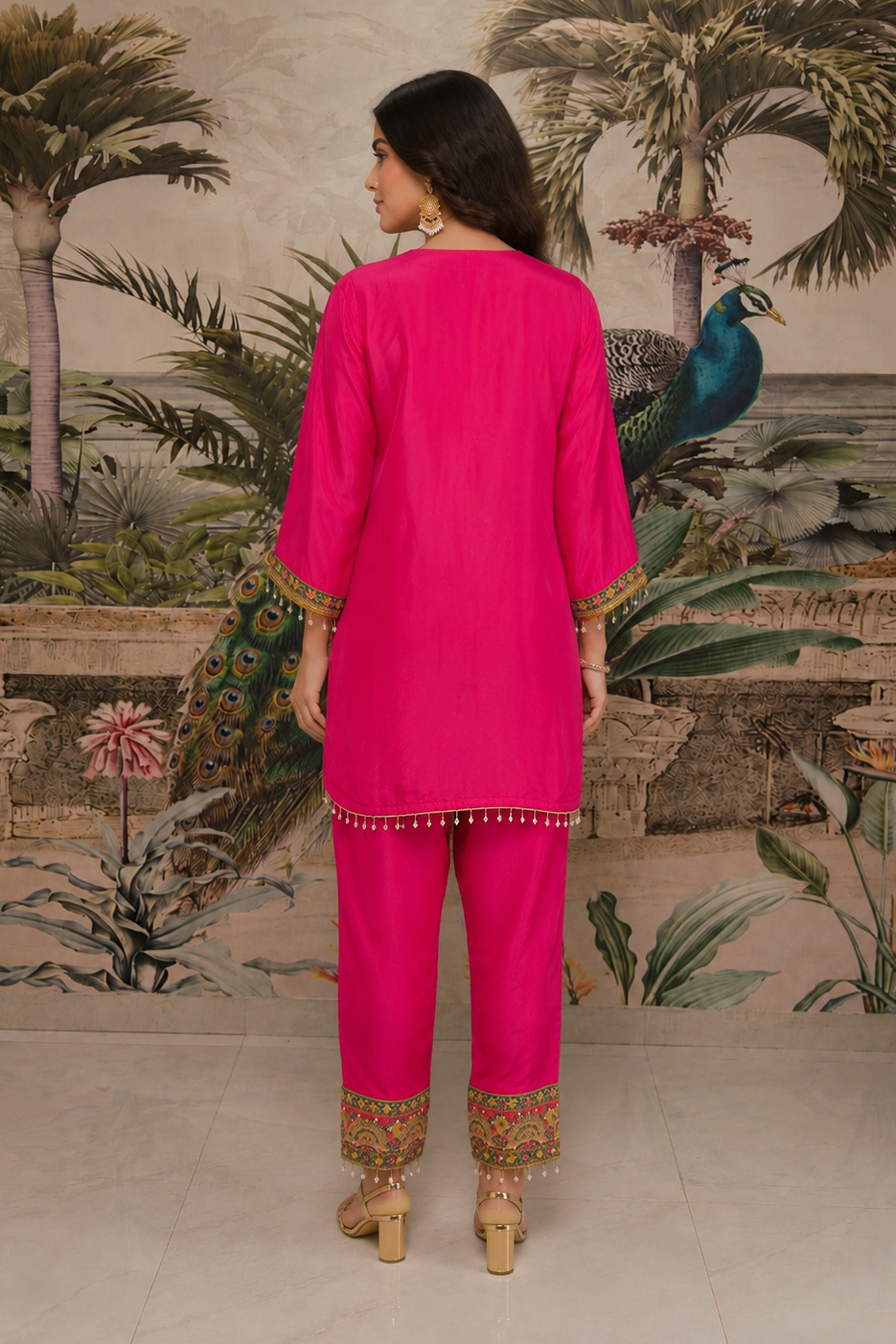 Bright Fuchsia Viscose Crepe Co-Ord Set