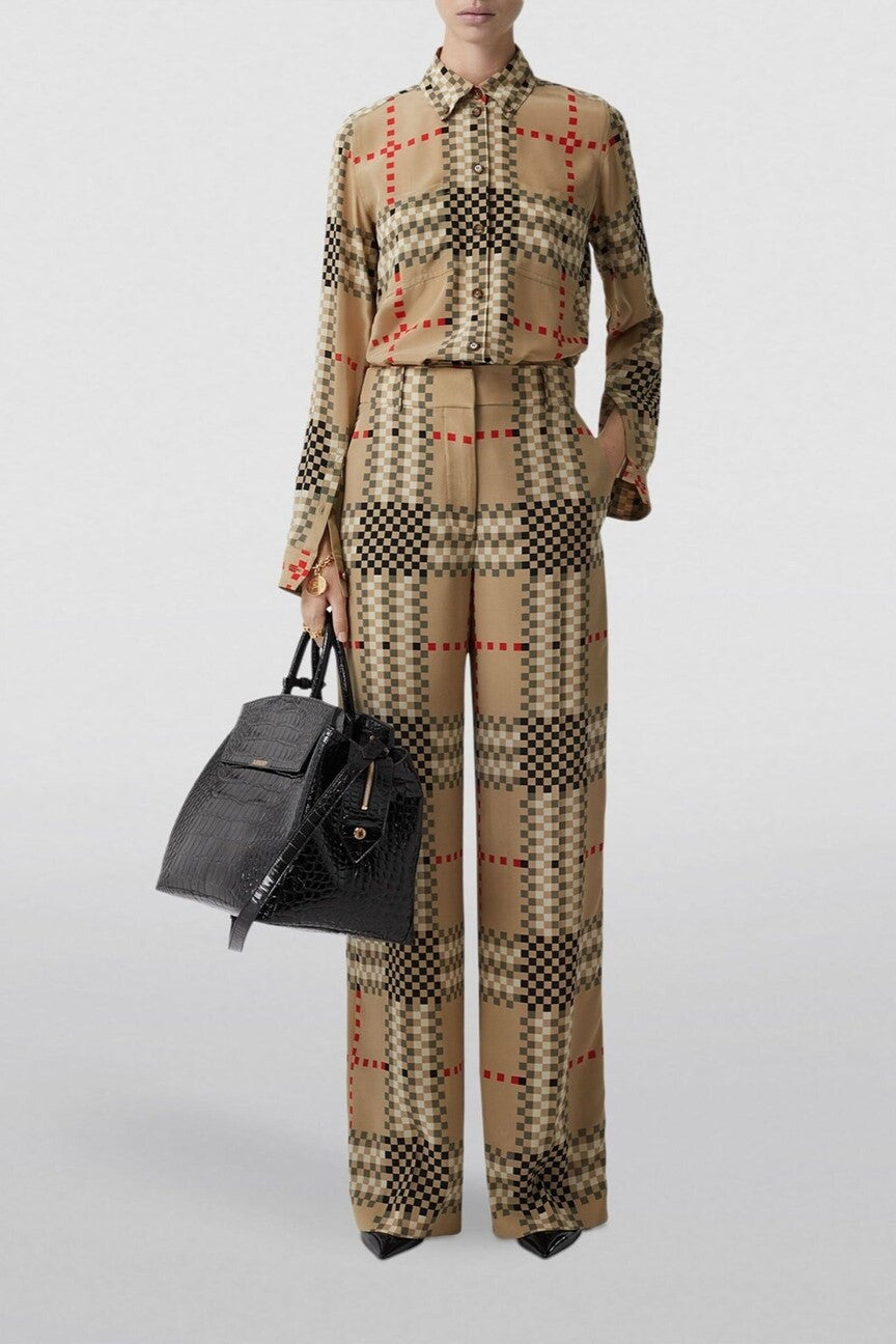 Teak Checks Patterned French Crepe Co-Ord Set