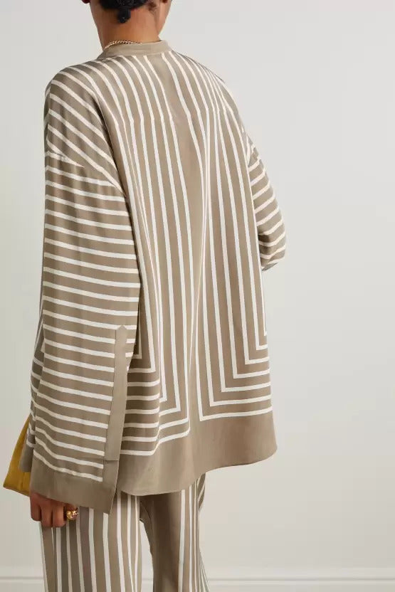 Teak Striped French Crepe Co-Ord Set