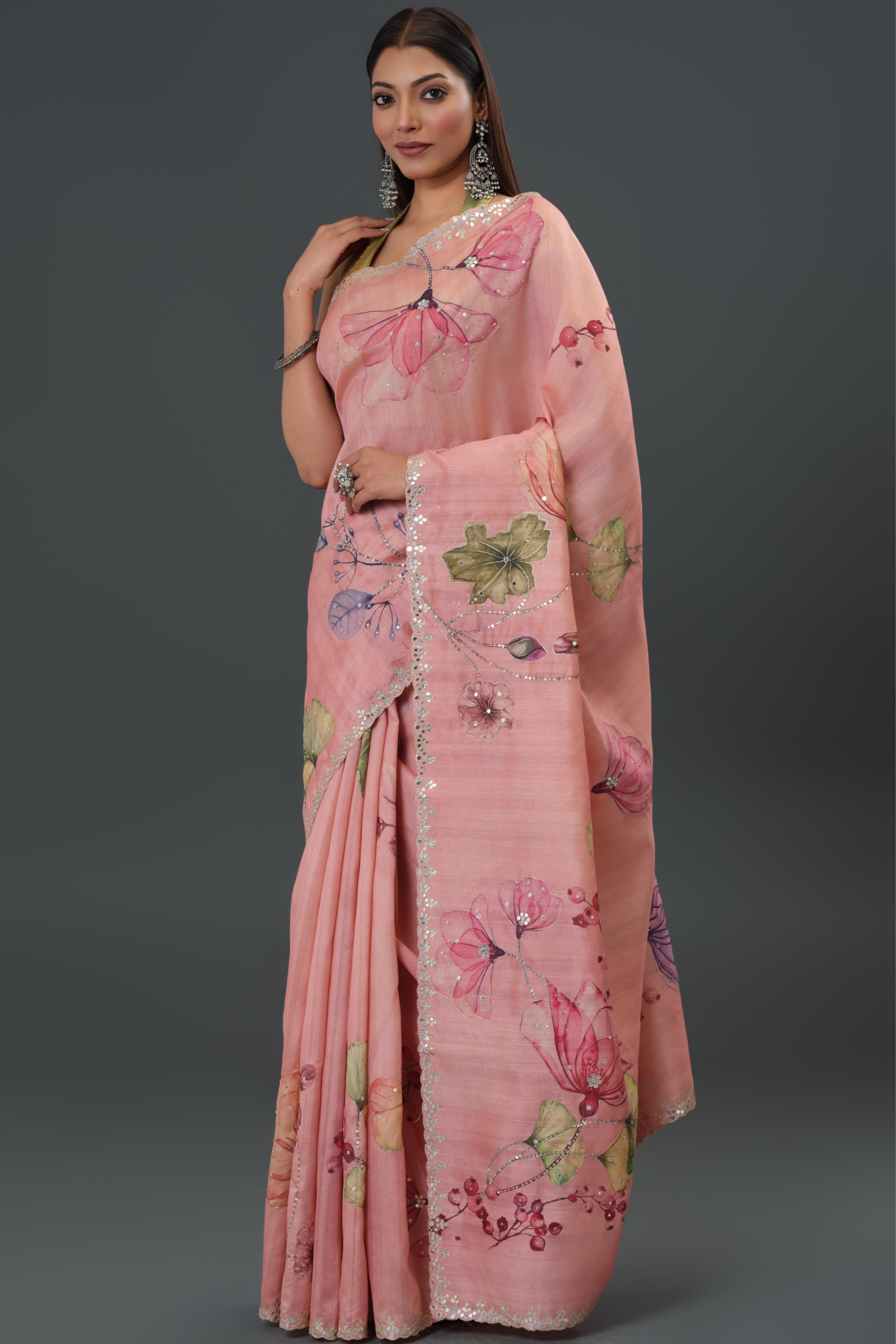 Pink Affair Tussar Silk Saree