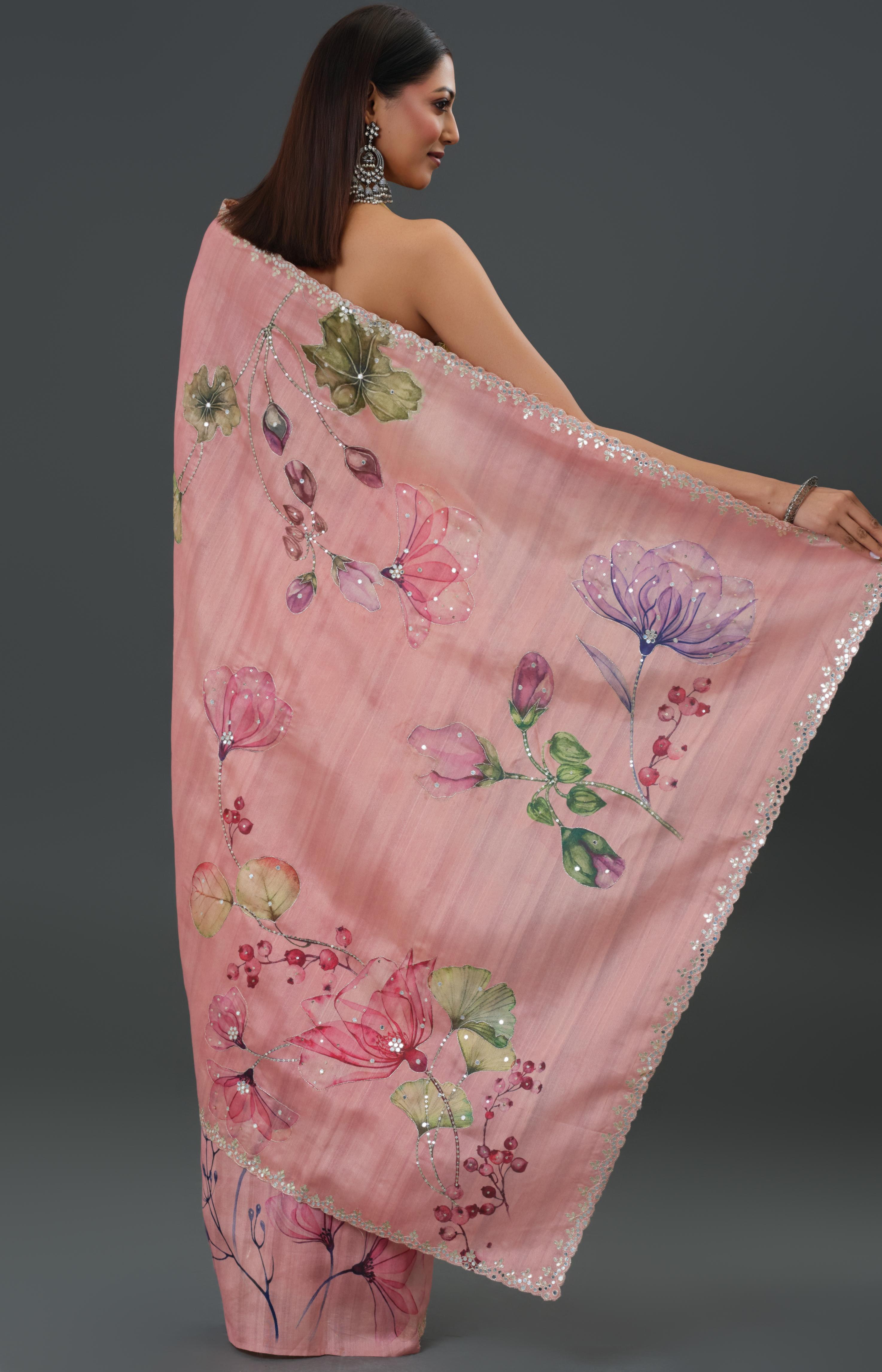 Pink Affair Tussar Silk Saree