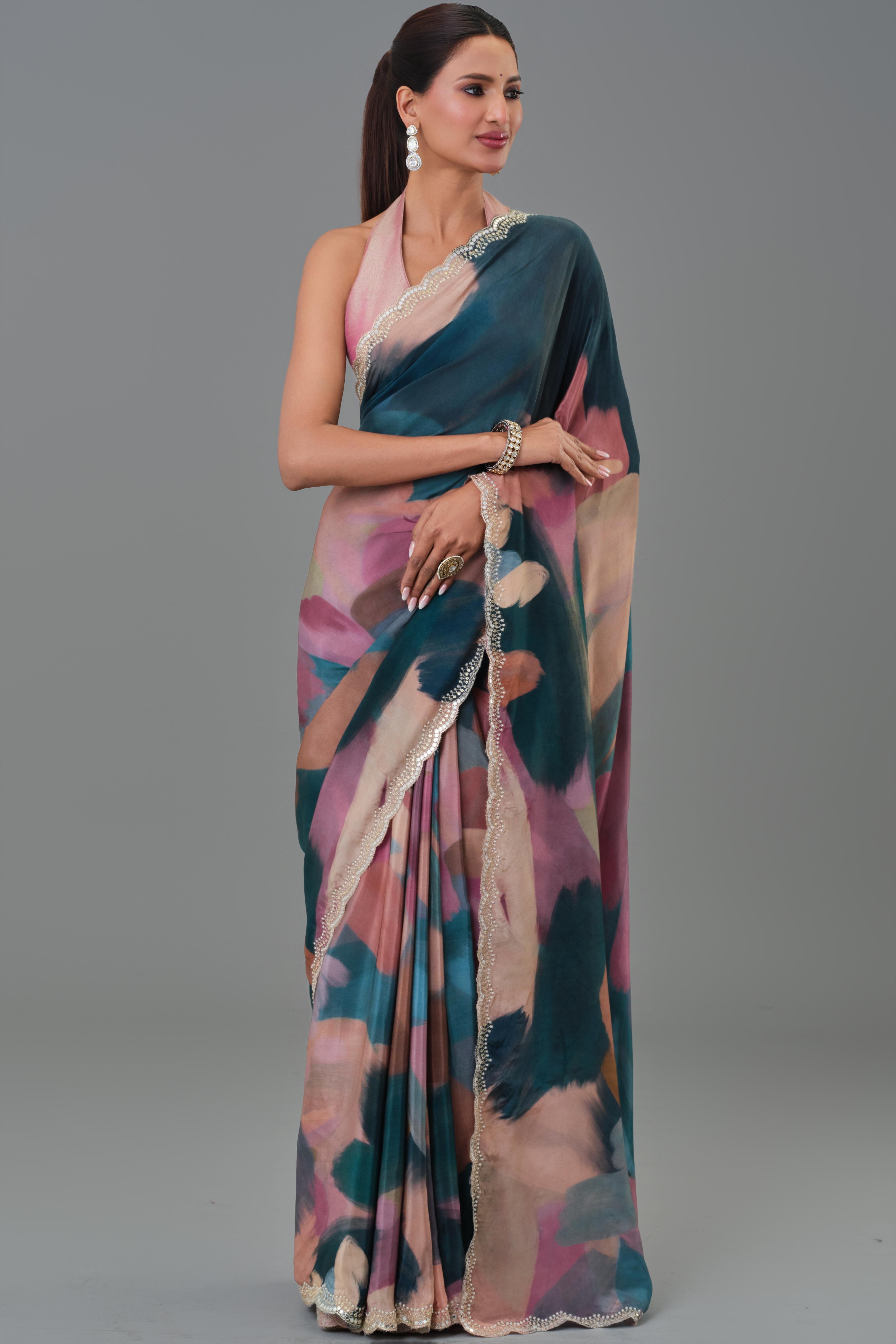 Mayfair Abstract Printed Crepe Silk Saree