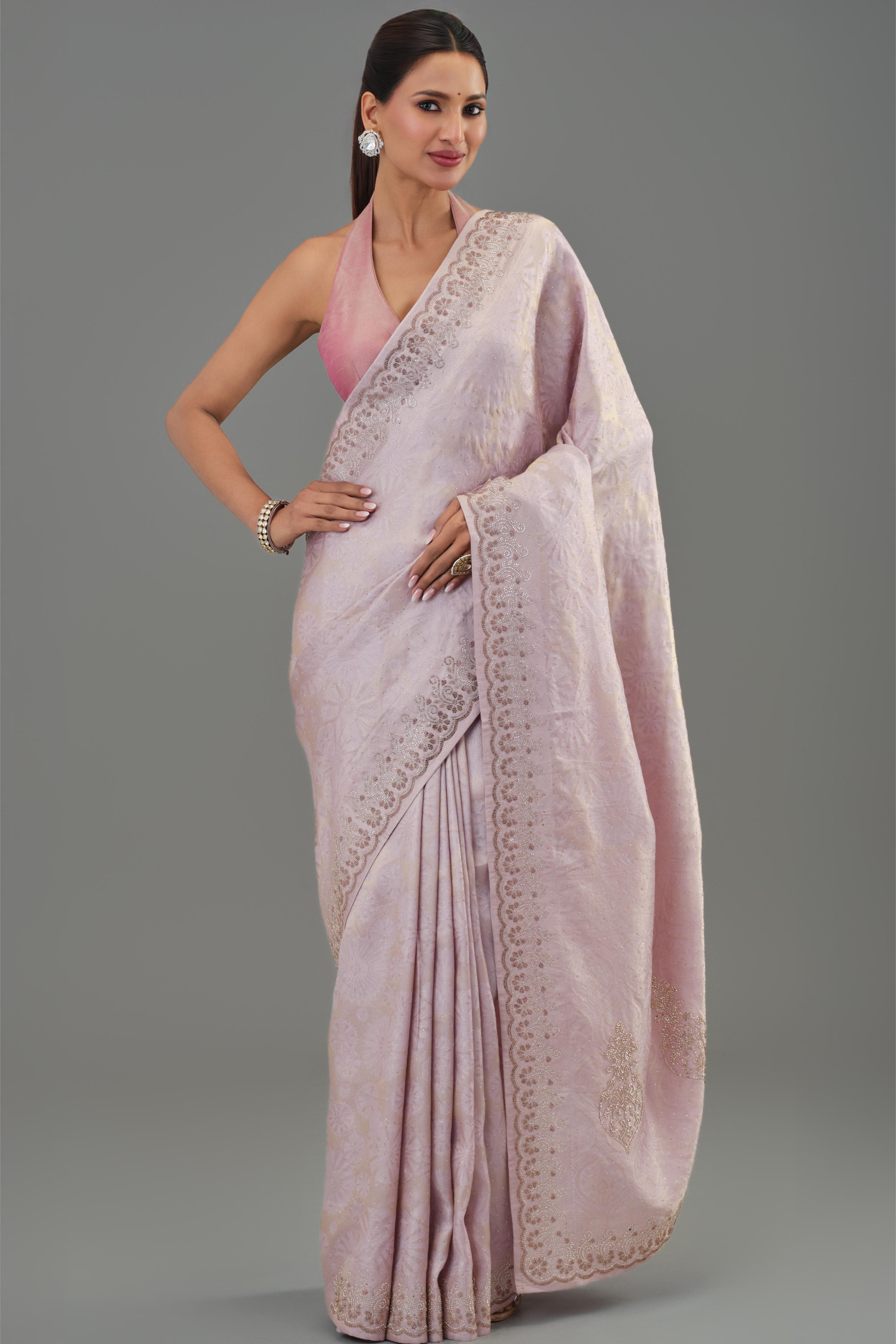 Light Pastel Pink Banarasi Silk Saree