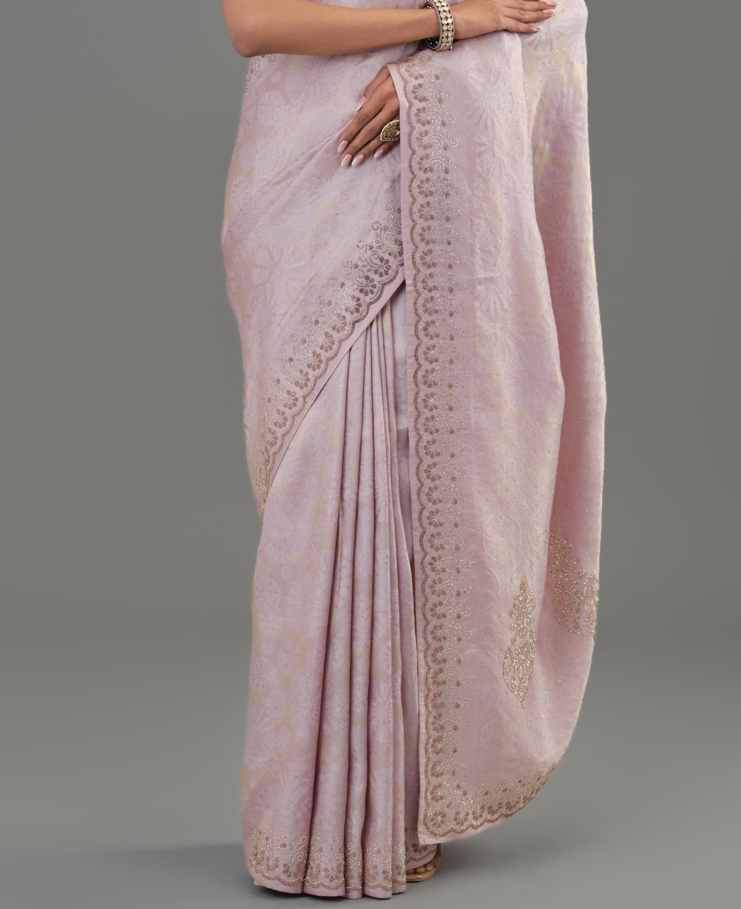 Light Pastel Pink Banarasi Silk Saree