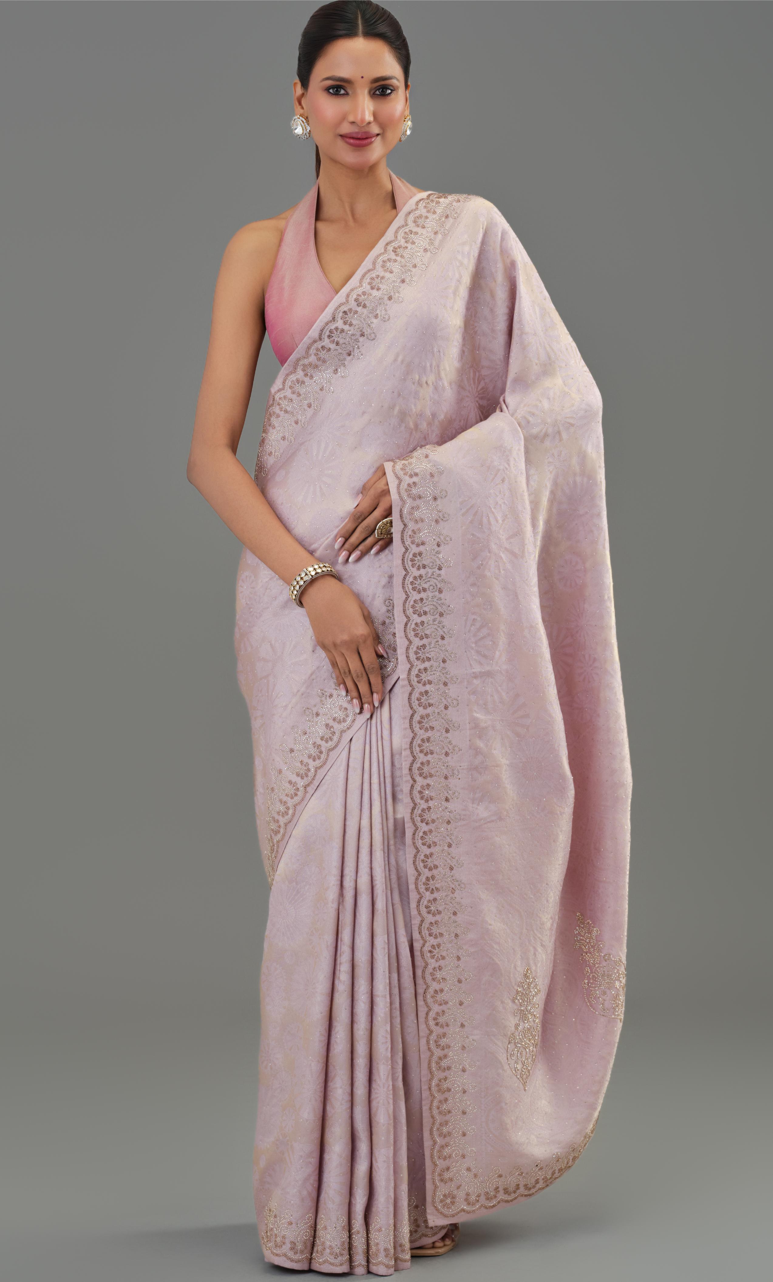 Light Pastel Pink Banarasi Silk Saree