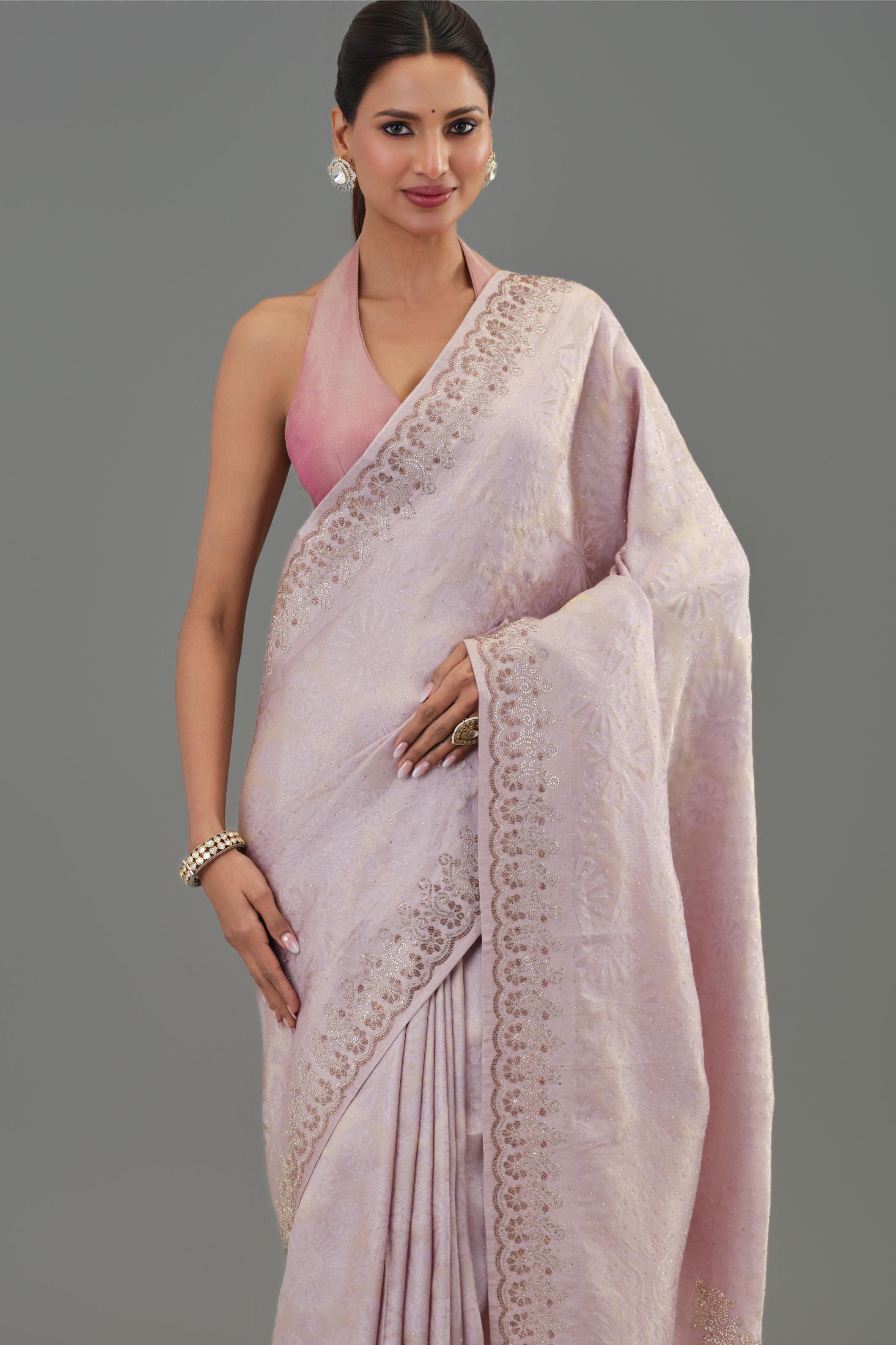Light Pastel Pink Banarasi Silk Saree