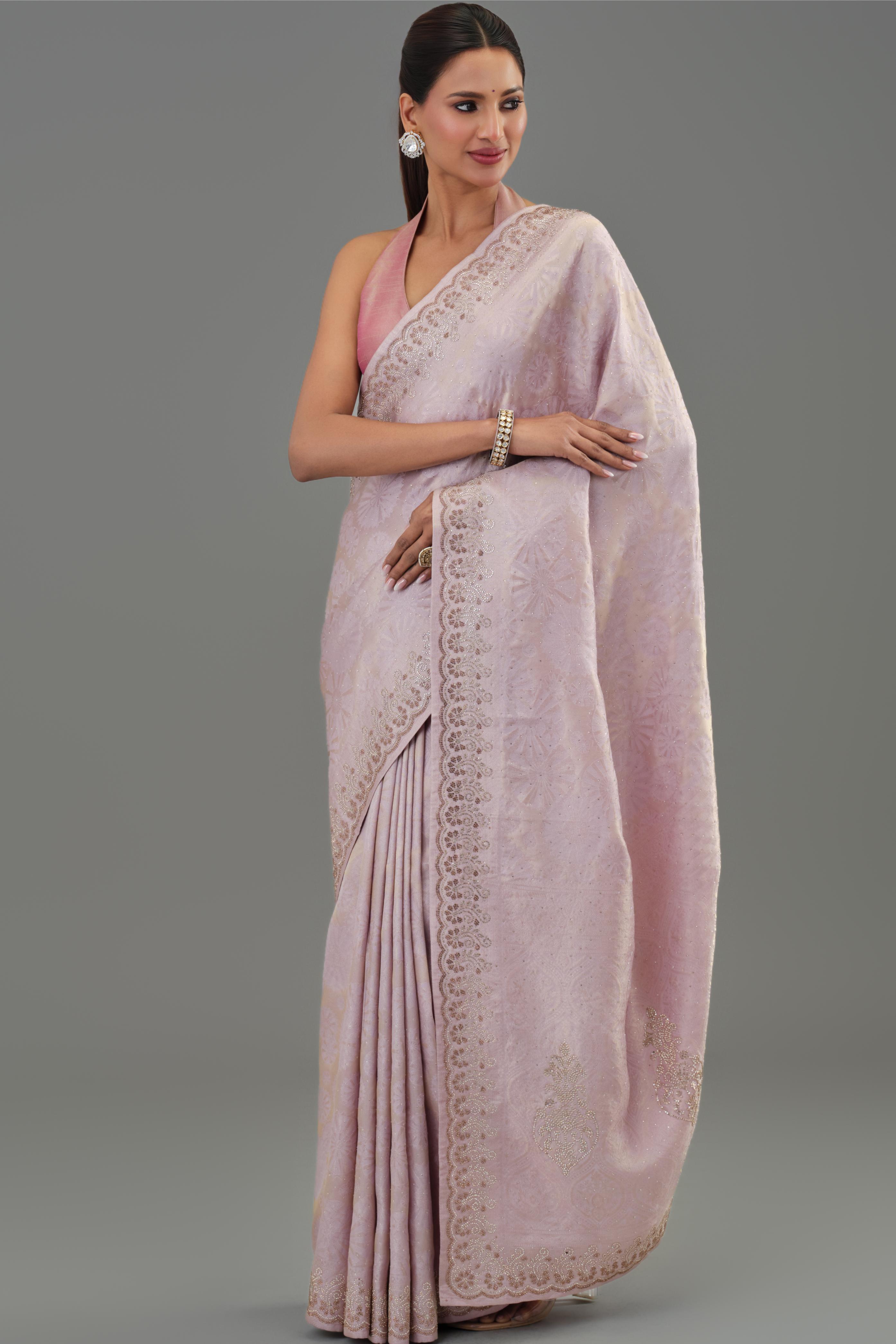 Light Pastel Pink Banarasi Silk Saree