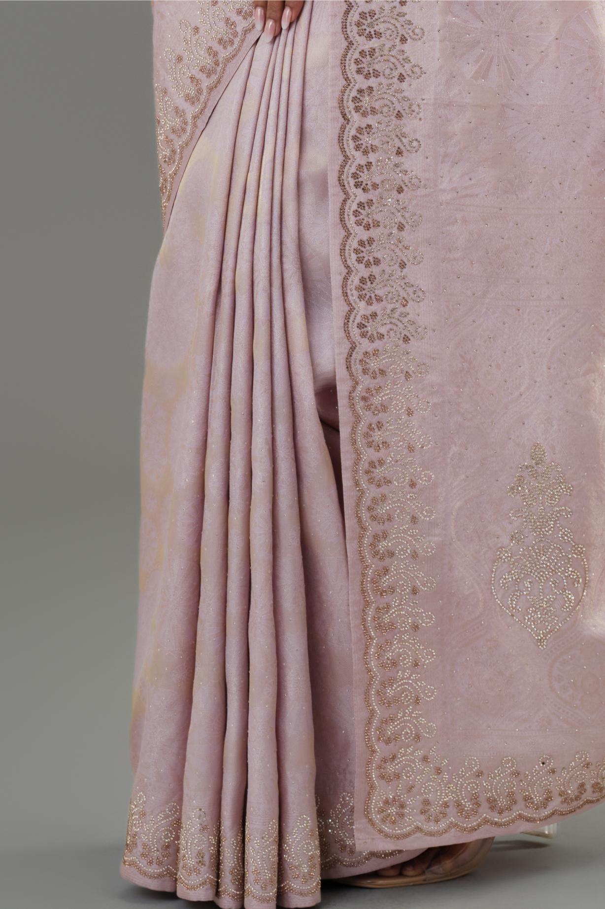 Light Pastel Pink Banarasi Silk Saree