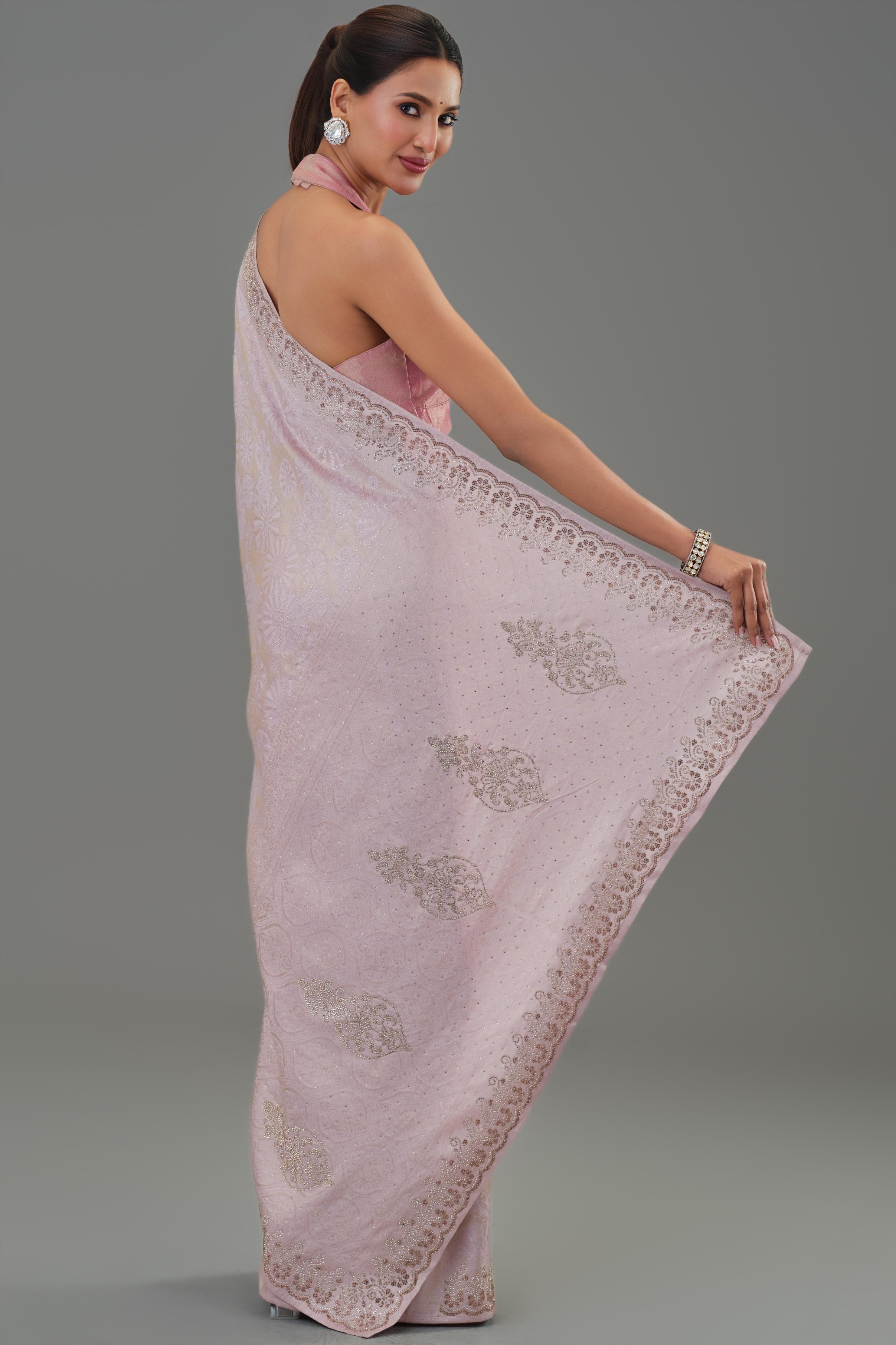 Light Pastel Pink Banarasi Silk Saree