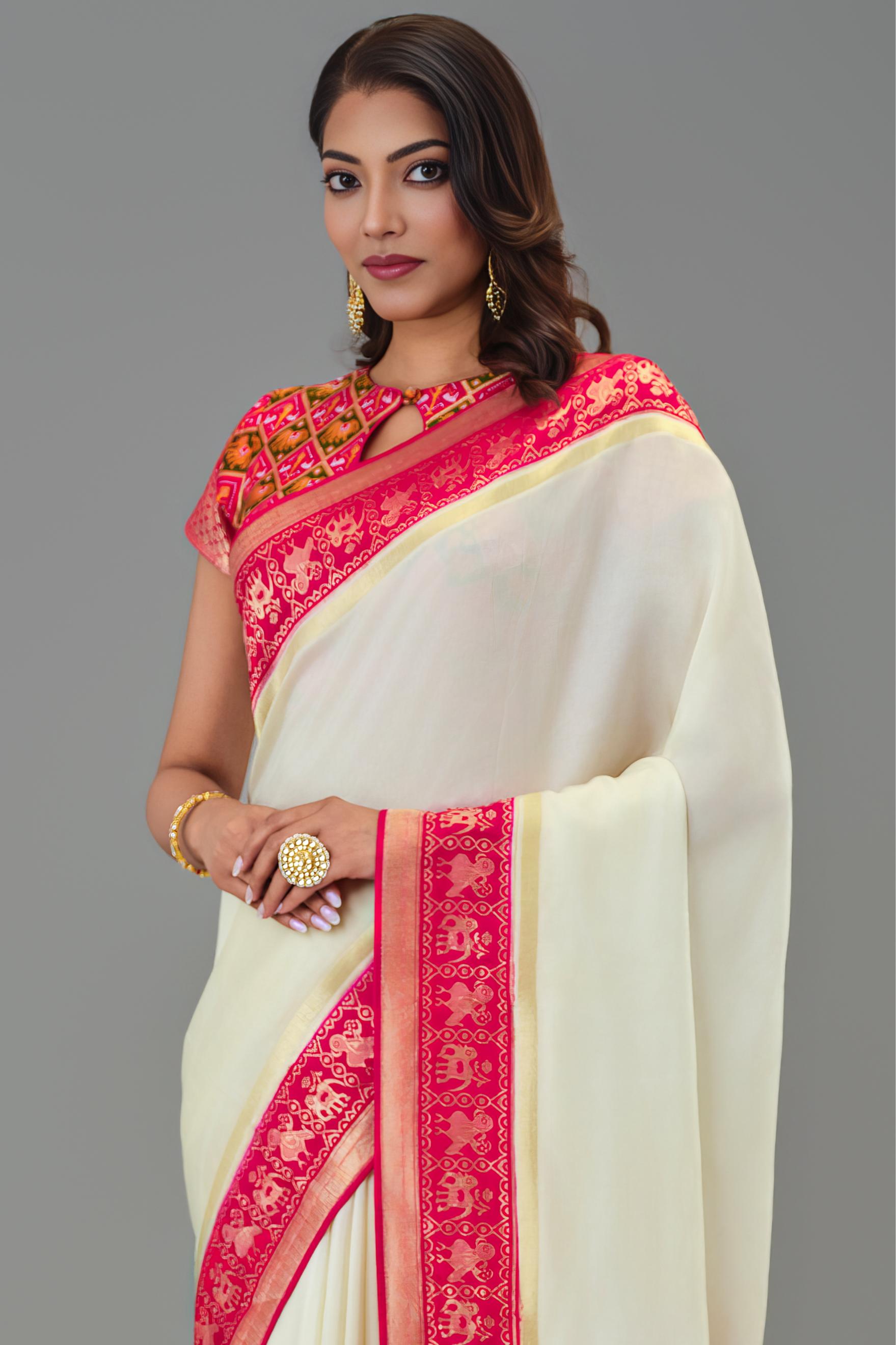 Red Woven Dola Silk Saree