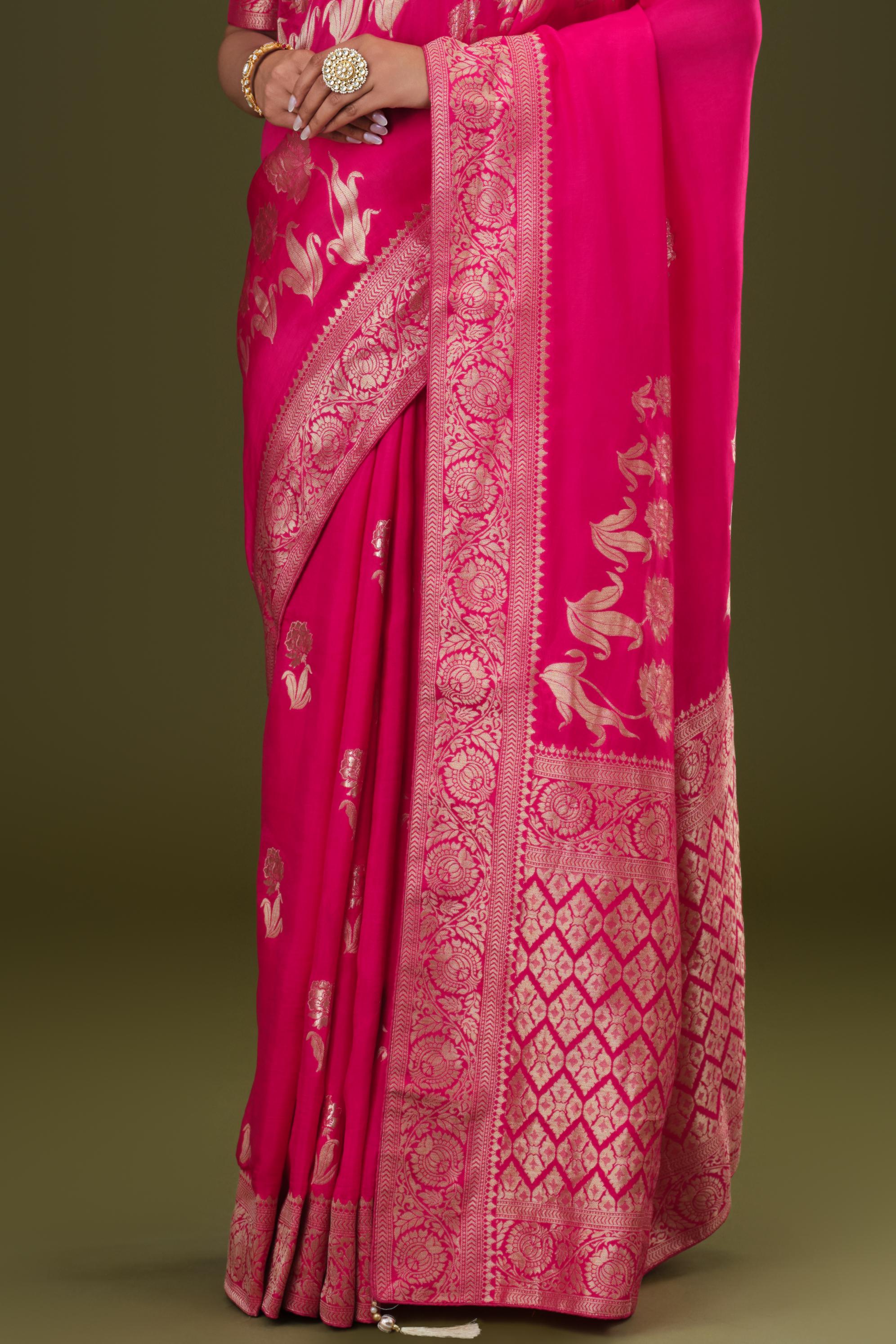 Magenta Zari Woven Dola Silk Saree
