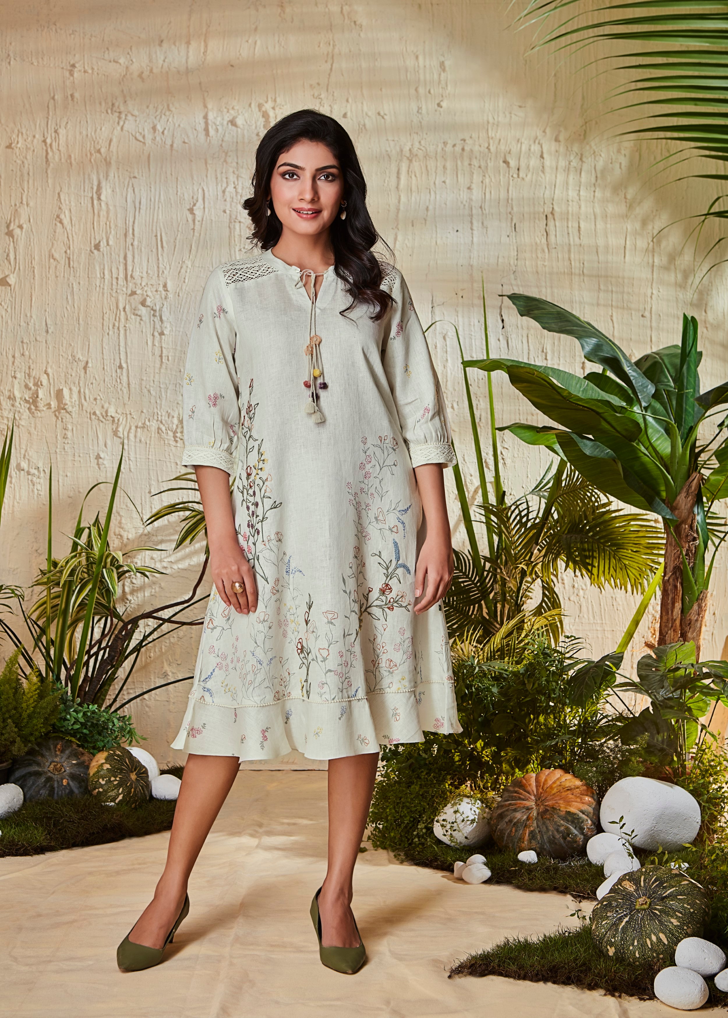 Off-White Printed Organic Cotton Dress