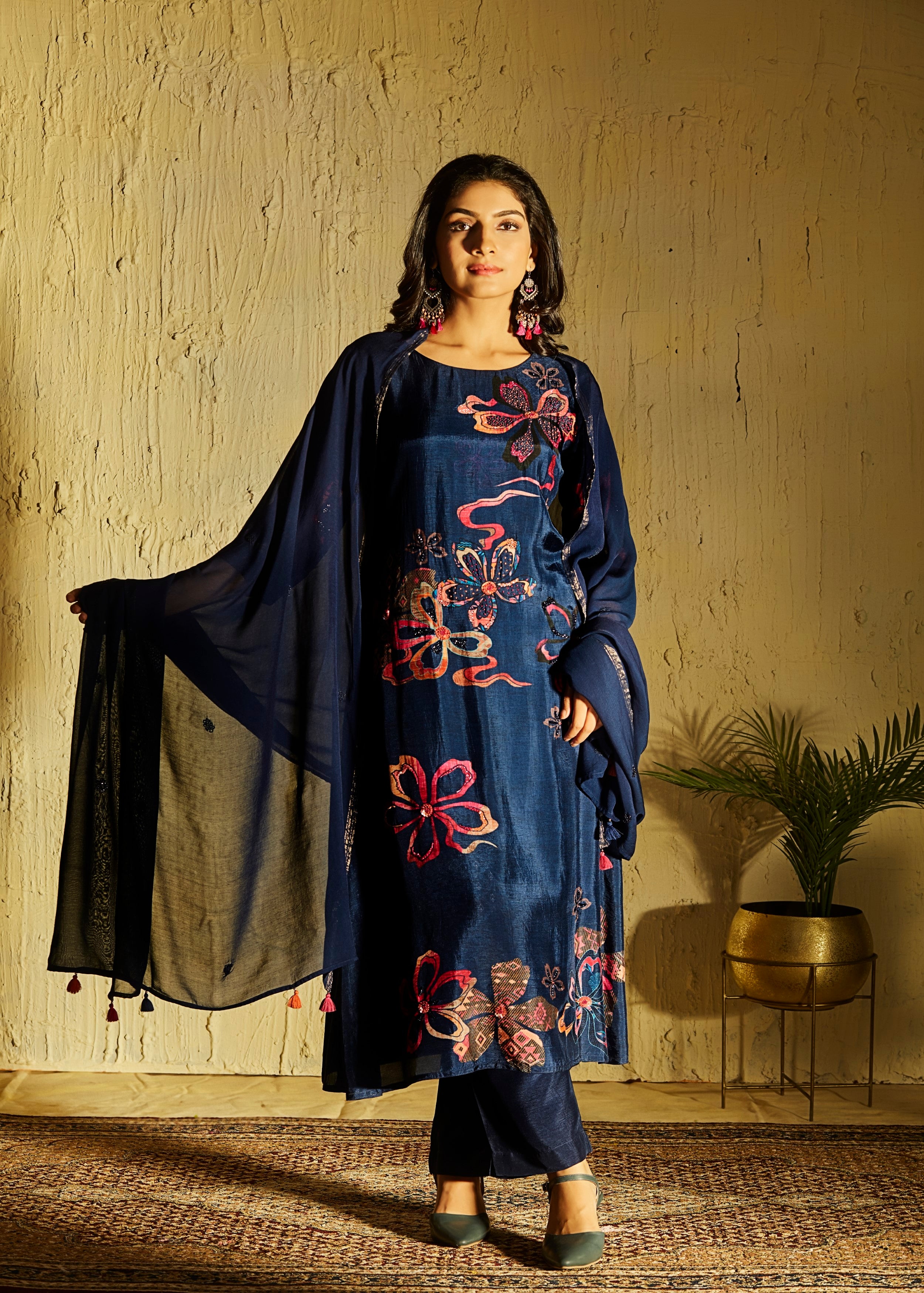 Sapphire Printed Muslin Silk Pant Set