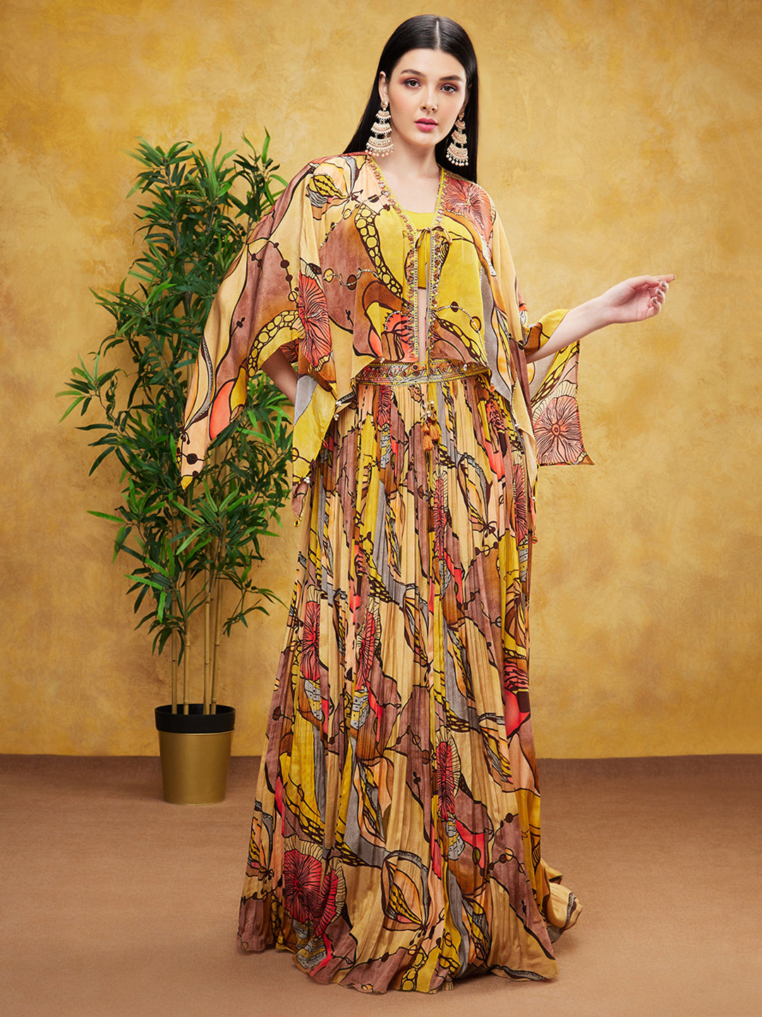 Multicolor Digital Printed Premium Silk Skirt Set